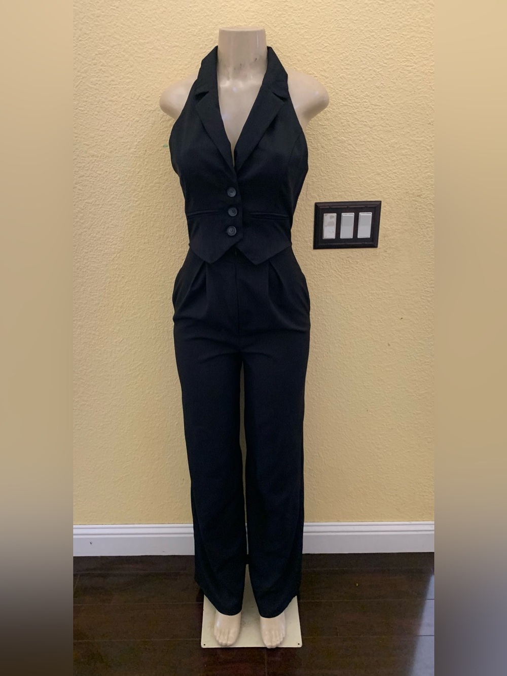 ASOS DESIGN Size 4 Black 2 In 1 Tailored Vest Jumpsuit